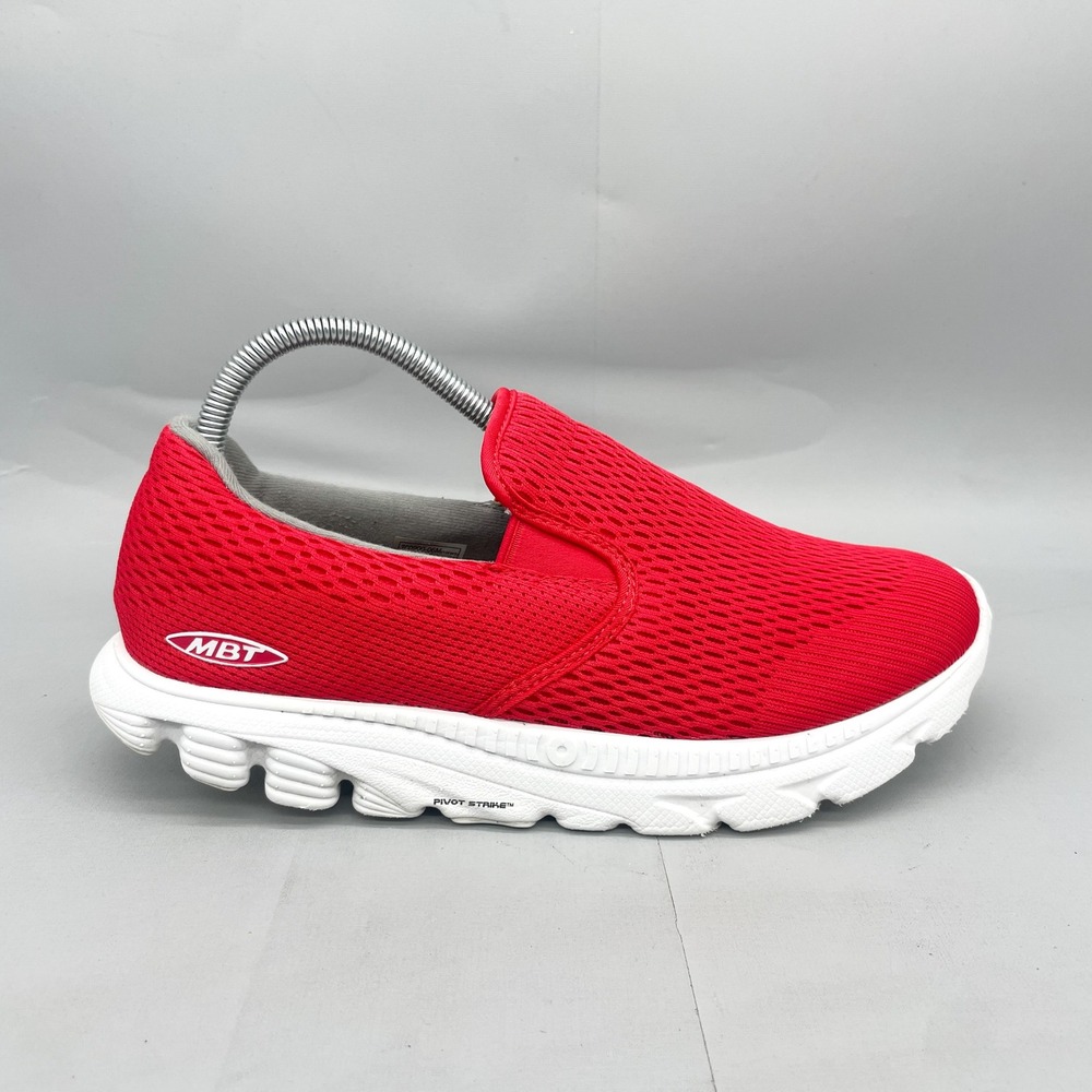 MBT Mens 9.5 Speed 17 Red Mesh Slip On Walking Shoes Rocker Bottom Comfort